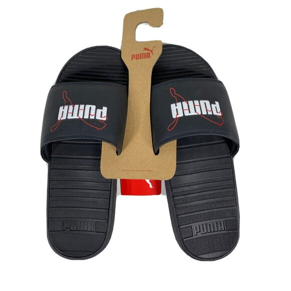 Puma Mens Cool Cat Jump Slides Sandals Size 12 Black Shower Shoes - Picture 1 of 7